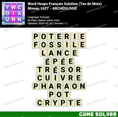 Solution Wordalot Niveau 1627 .